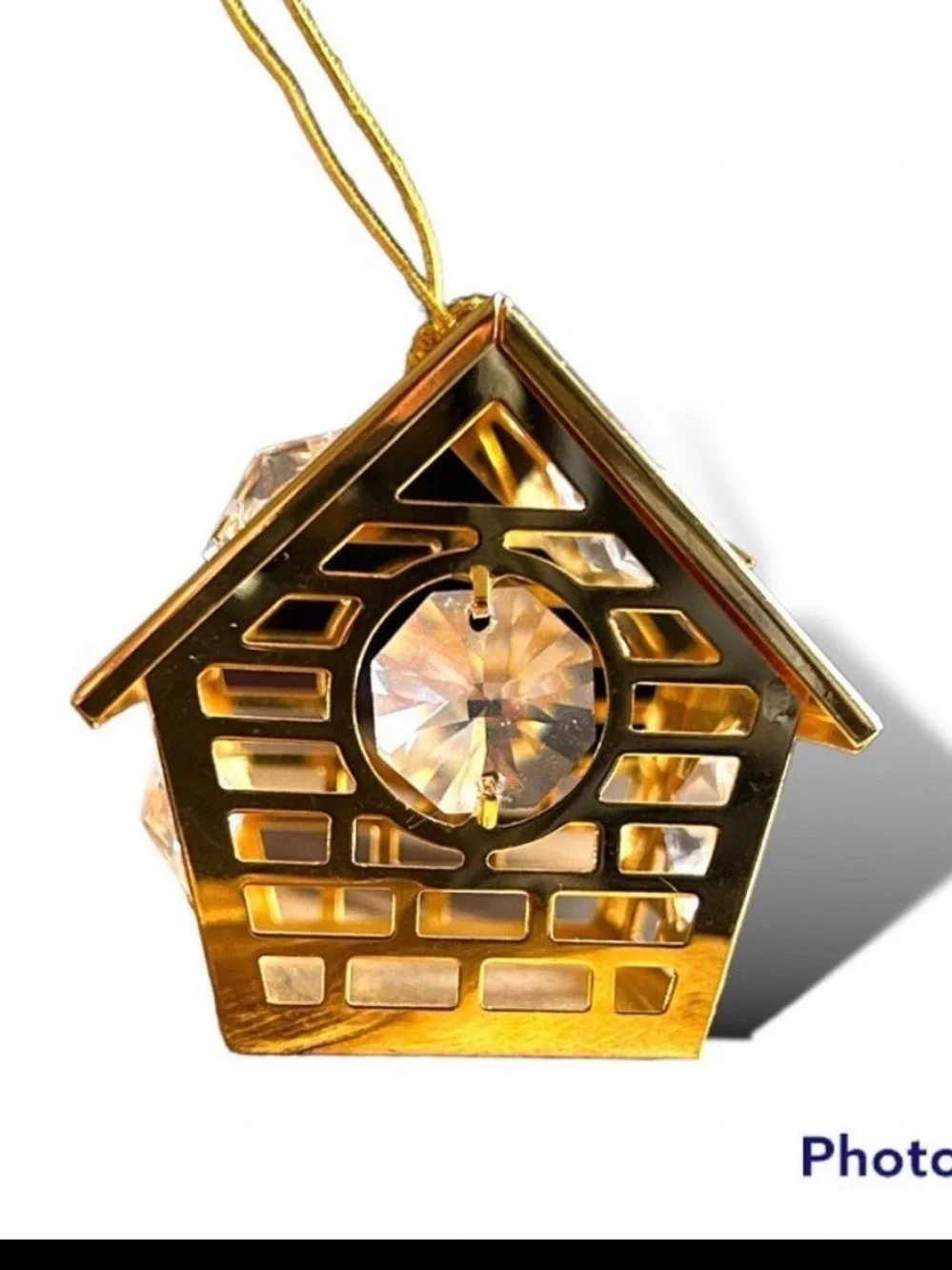 Vintage 24K Gold Plated Austrian Crystal Christmas Ornament - Set of 5